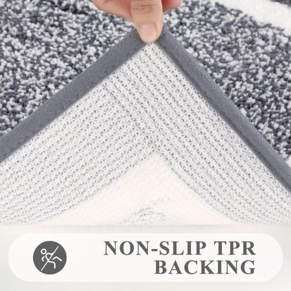 New 3-Piece Bathroom Rug Set, Shaggy Non-Slip Microfiber Mats in Dark Grey